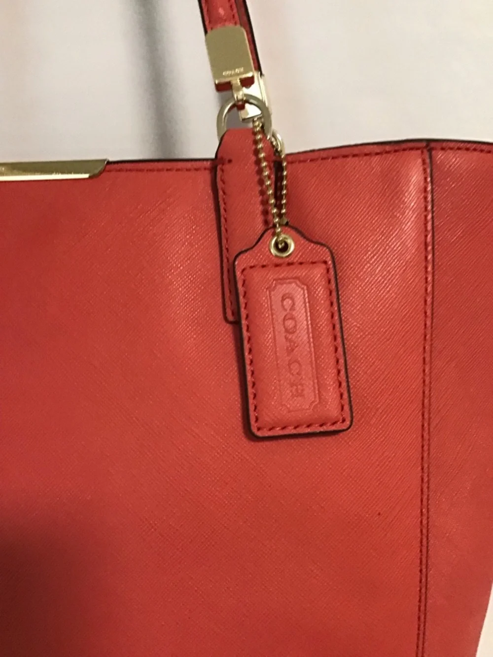 Coach Madison  Saffiano leather Tote Handbag Light Coral EUC